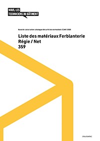 Liste de matériel Ferblanterie Régie/Net CAN 359 (Livre relié) Liste de matériel Ferblanterie Régie/Net CAN 359 (Livre relié)