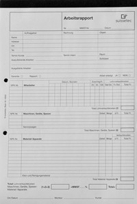 Arbeitsrapport Block für handschriftliche Eintragungen